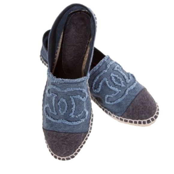 CHANEL Blue Denim CC Espadrilles 5.5 - Picture 1 of 10